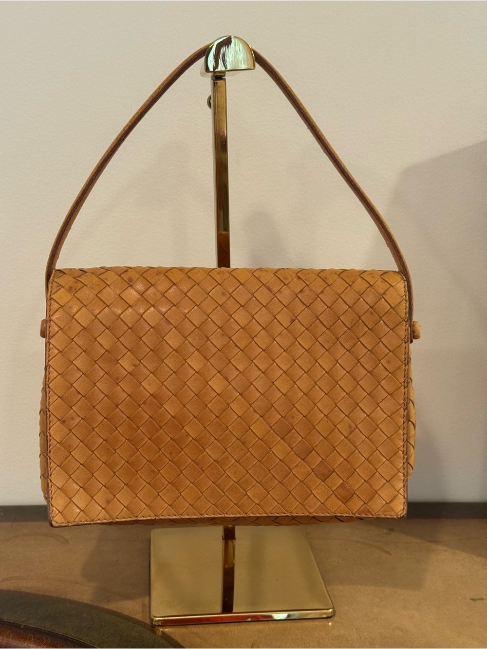 Bottega Veneta Tan Intrecciato Shoulder Bag